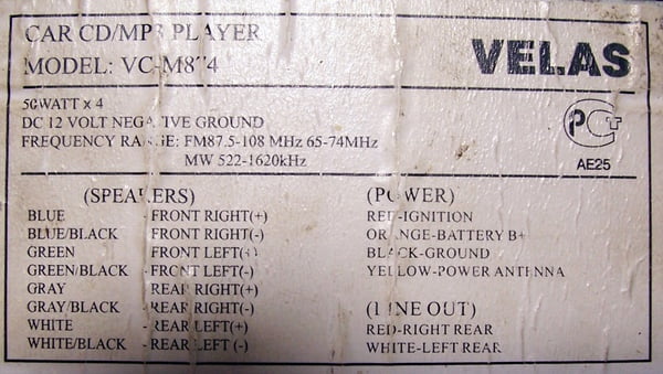 Разъёмы а/магнитол VELAS Разъёмы а/магнитол VELAS