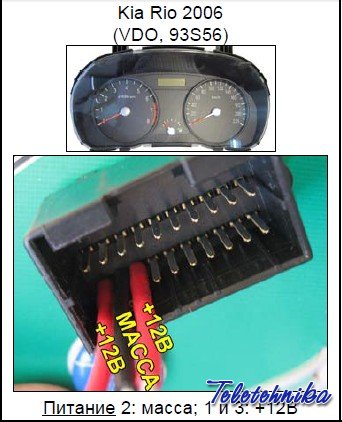 Подключение приборной панели Kia Motors