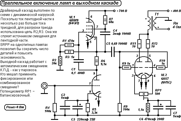 Однотактные ламповые усилители